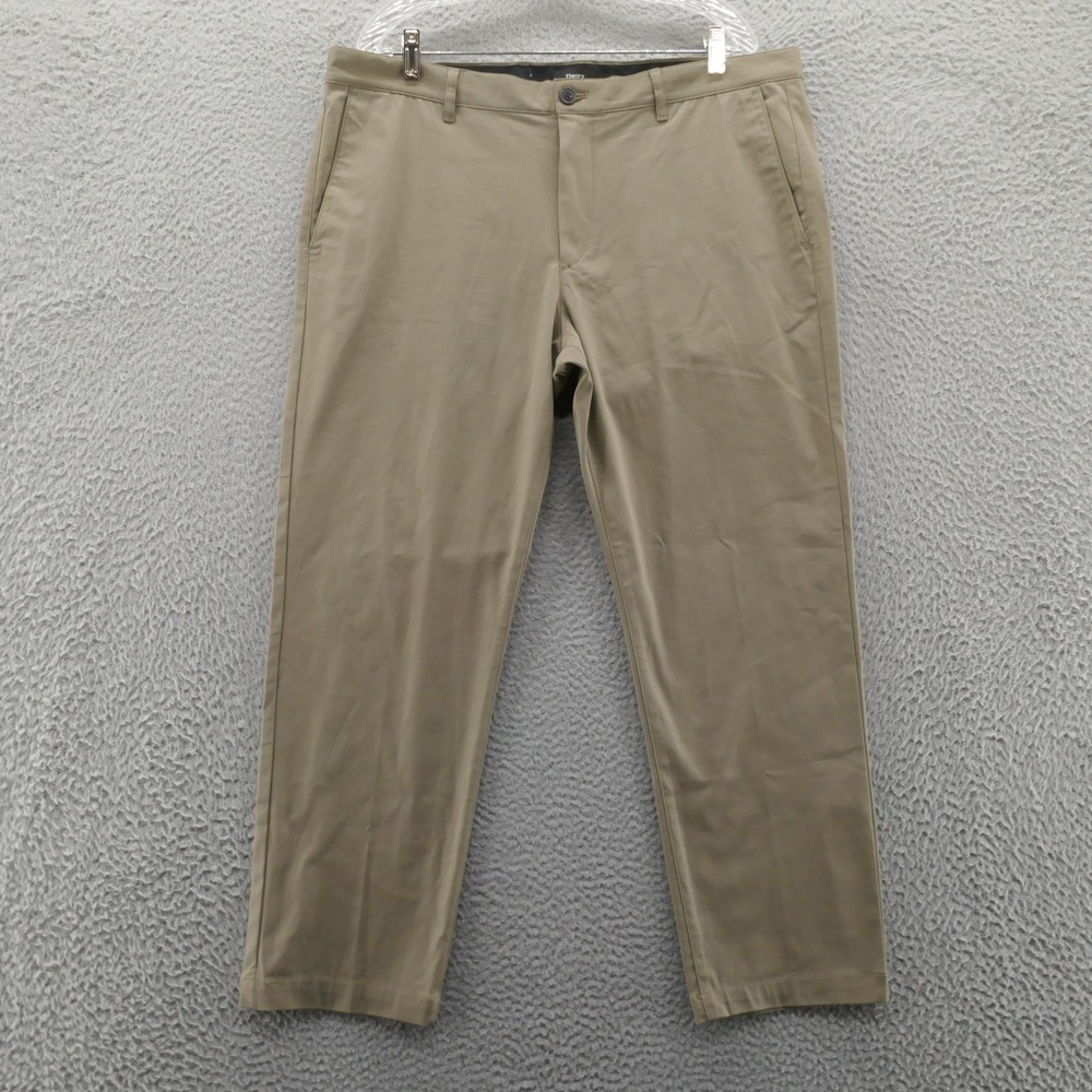 Theory Mens Straight Leg Zaine Pants 38x27 Brown Mid Rise Performance Stretch